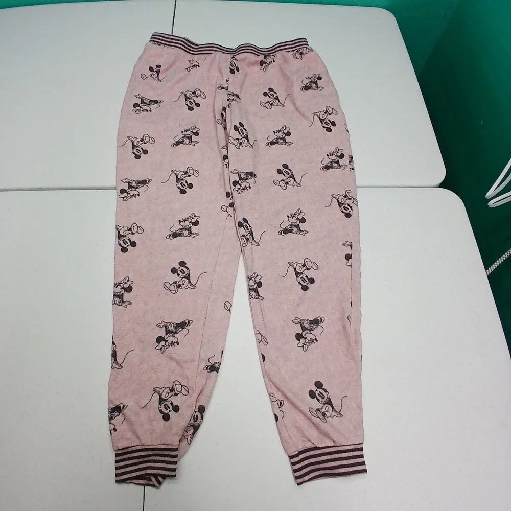 Disney Mickey Mouse Pink Pajama Pants Lounge Joggers Womens Medium - Picture 1 of 6
